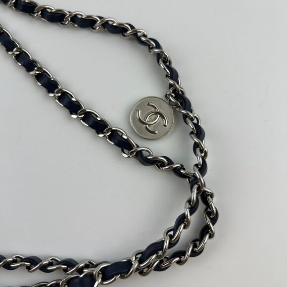 Chanel CC Logo Quilted Shoulder Bag Navy Leather Vintage - Picture 15 of 16